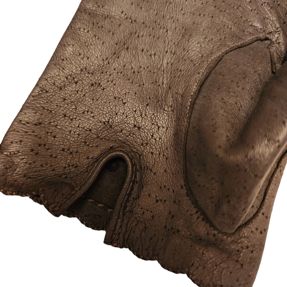 Vintage Van Raalte Dark Gray Leather Table Cut Gloves - Picture 5 of 8